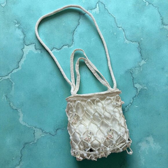 LA REGALE Vintage White Beaded Fish Cocktail Bag Purse - Picture 1 of 9
